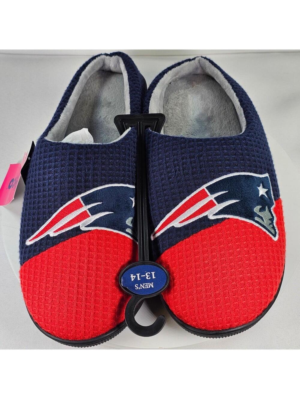 FOCO New England Patriots Mens XL 13-14 Waffle Knit Clog Slippers NFL Navy Red